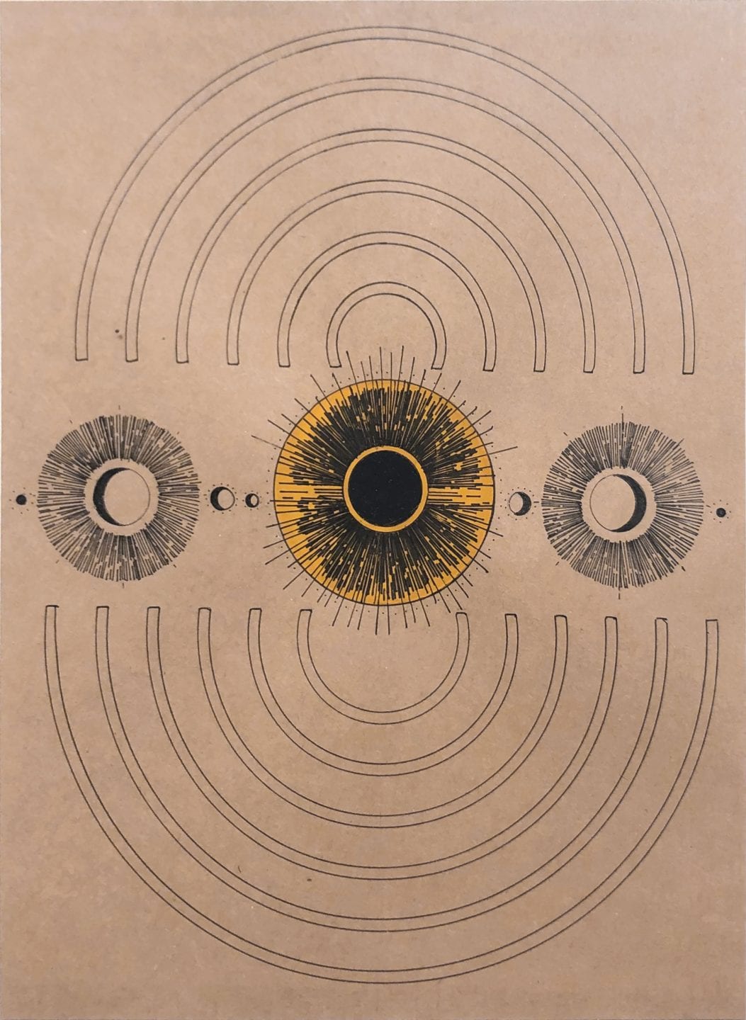 &#8220;Soul vs. Sol&#8221;, Pen, ink, gouache, human hair by Annie Perkins Rosenberg