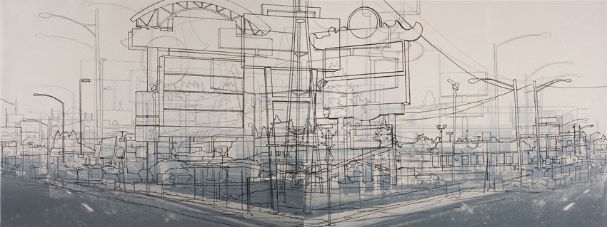 &#8220;Spokane: North Division Street Perspective Inversion&#8221;, Lithograph by Kevin Haas