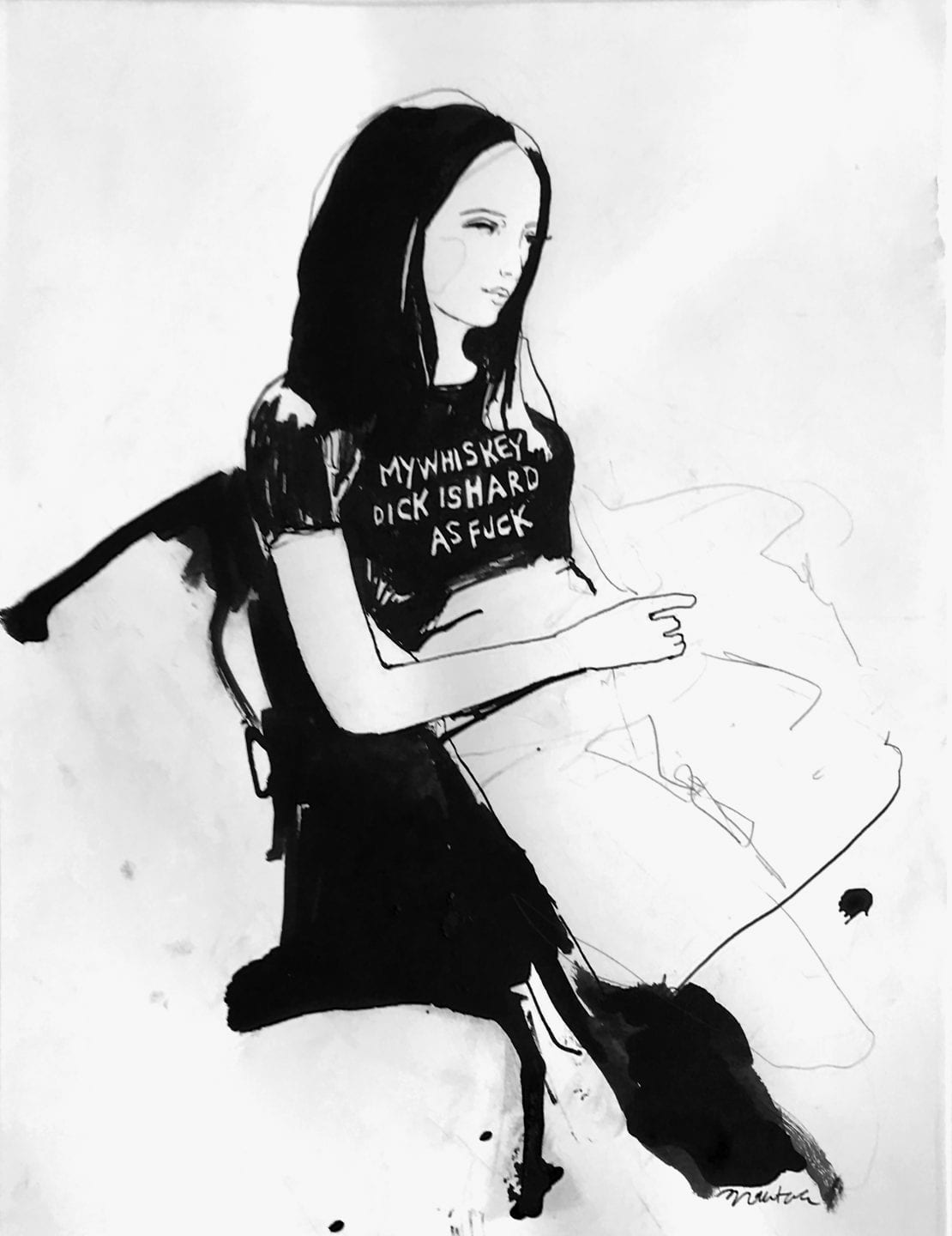 &#8220;Oh it has been so&#8230; greedy&#8230; and tired, good night and good night.&#8221;, Ink on paper by Amanda Manitach