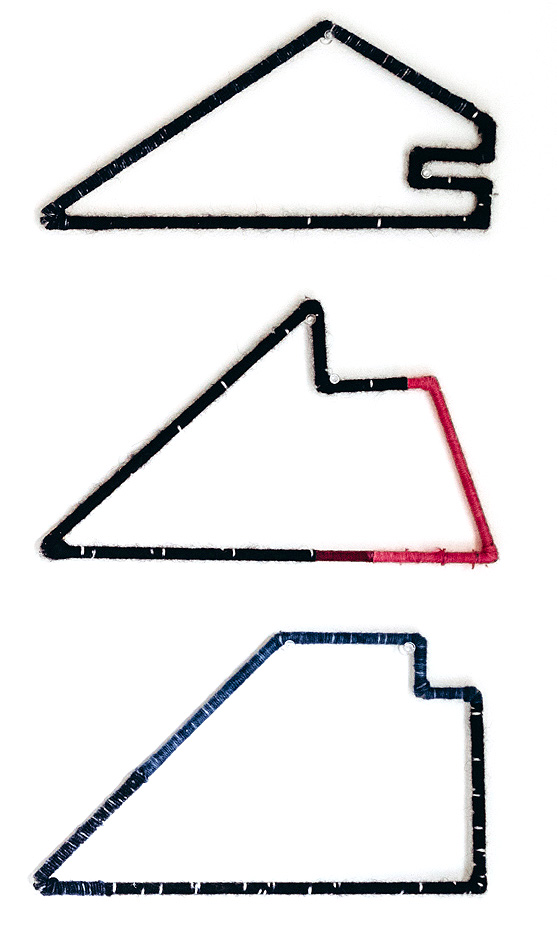 &#8220;Metal Houses&#8221;, Hand dyed wool wrapped around welded steel by Hannah Eberts