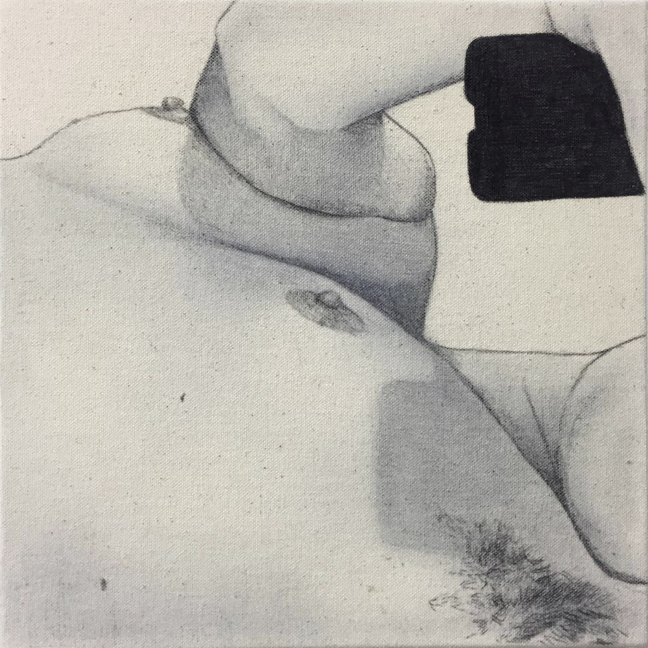 Untitled, Ballpoint on raw canvas by Mari Nagaoka