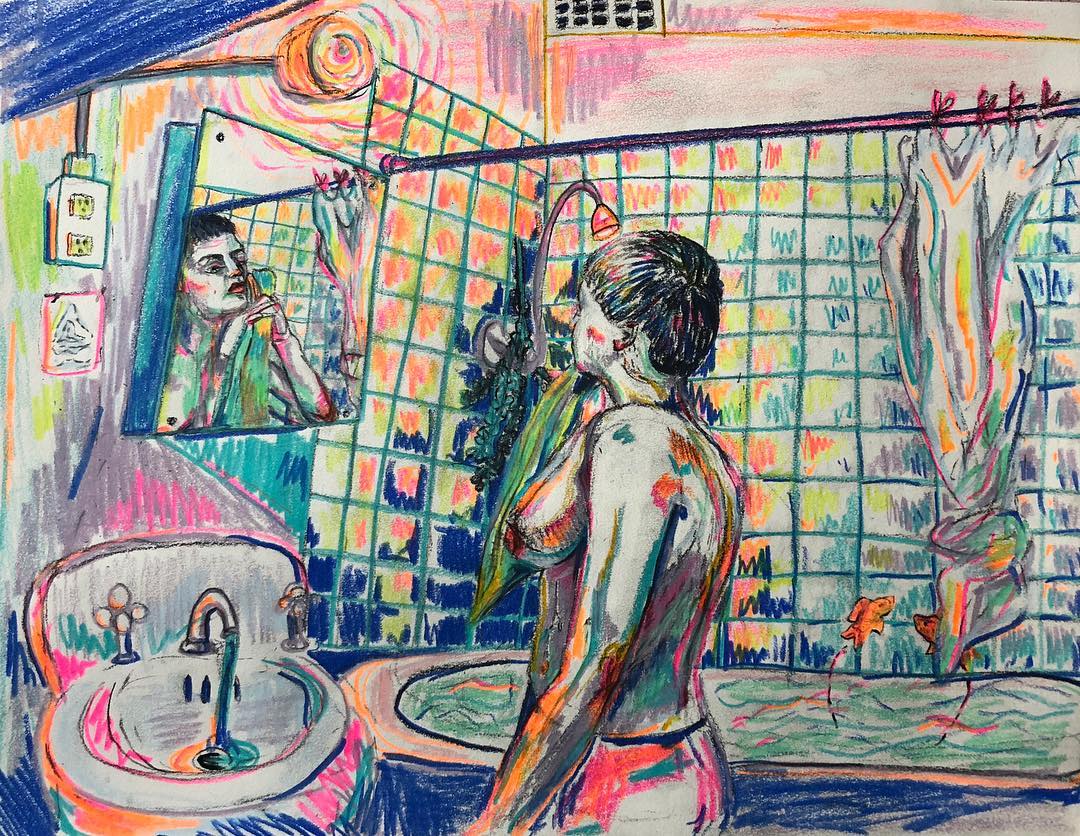 &#8220;The Goldfish&#8221;, Color pencil drawing on paper by Sequoia Day O'Connell