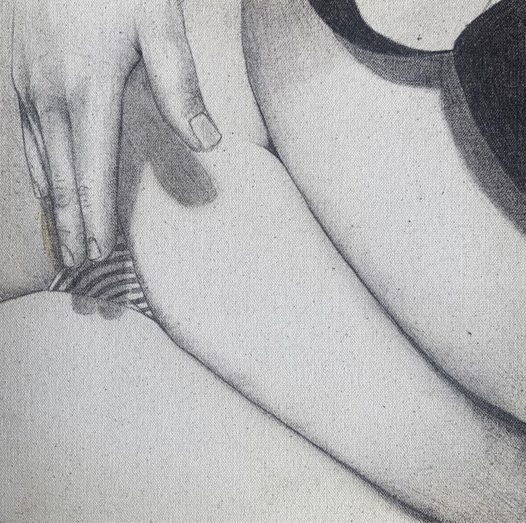 Untitled, Ballpoint on raw canvas by Mari Nagaoka