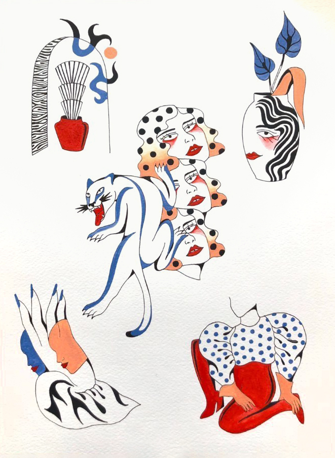 Untitled (flash sheet), Gouache and watercolor on paper by Albie