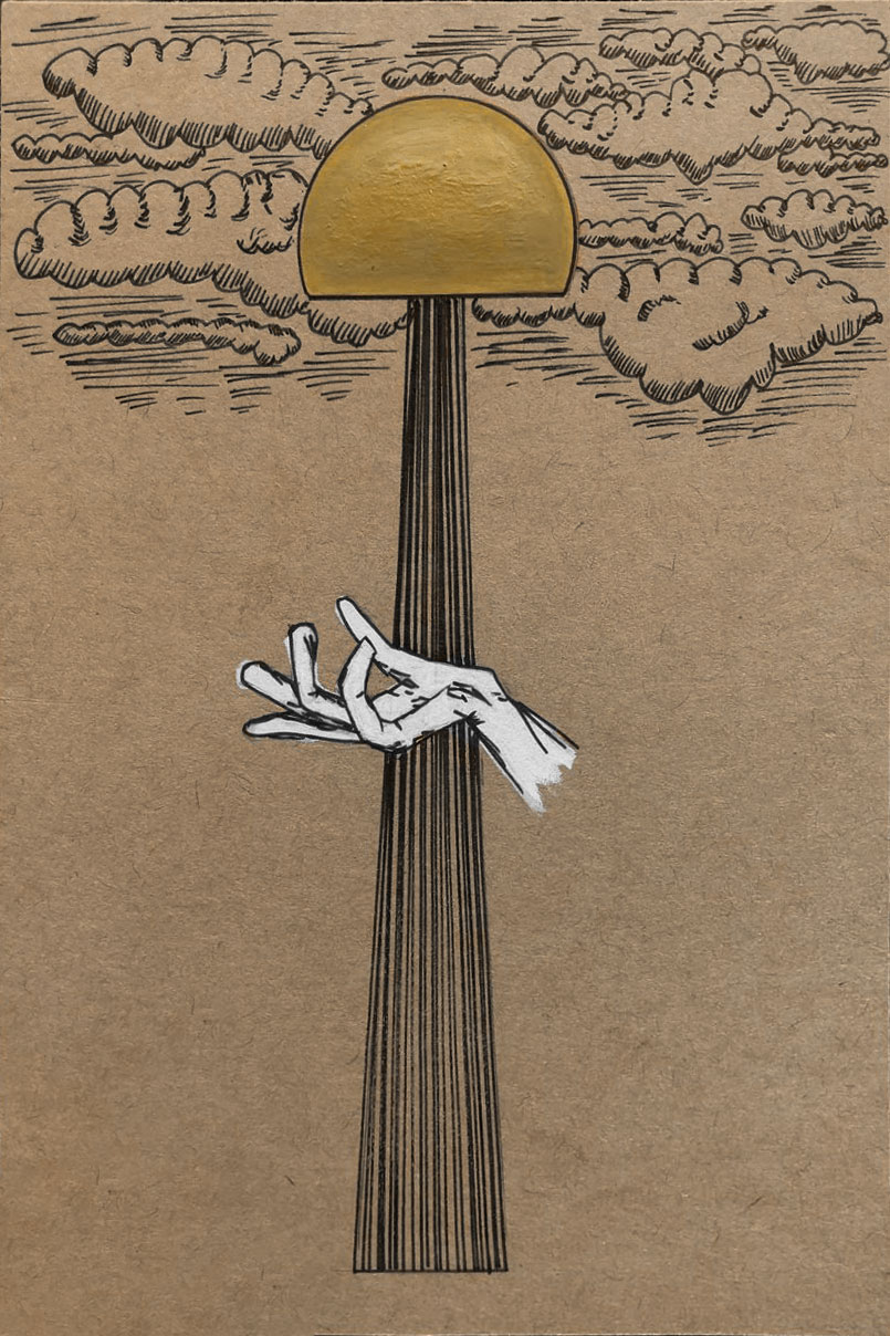 &#8220;Golden Light&#8221;, Pen, ink and gouache by Annie Perkins Rosenberg