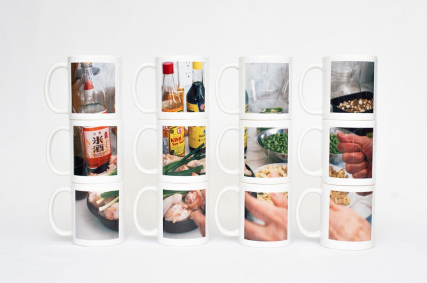 &#8220;Dinner Prep At Home&#8221;, Twelve microwave safe 11 oz. ceramic mugs by Anna Dawson