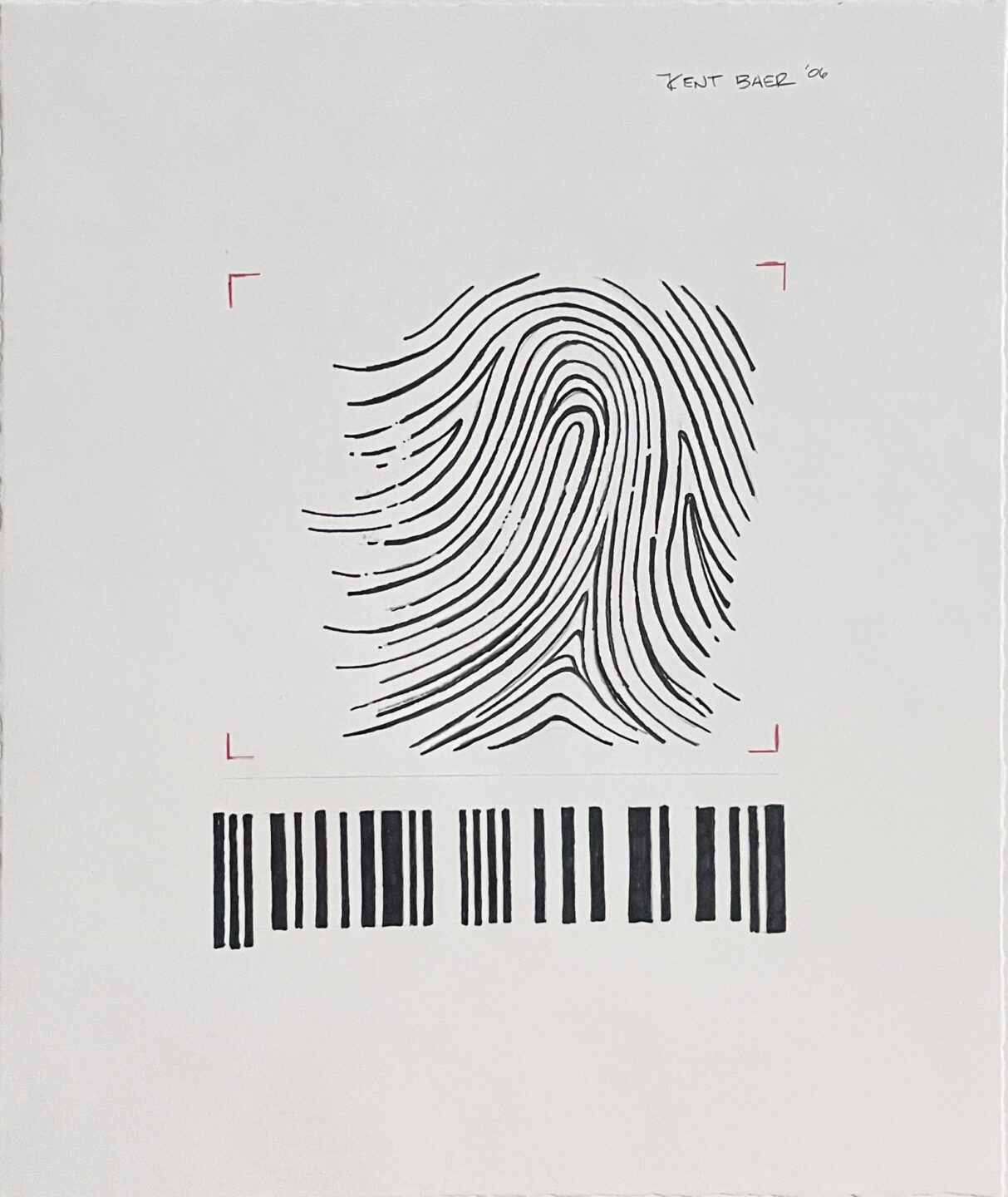 Untitled (Barcode), Ink on paper by Kent Baer